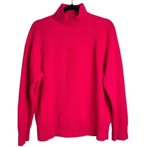 J.Crew 100% Cashmere Ribbed Mock Neck Sweater – Hot Pink – Size M